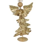 ANIOŁ Z TRĄBKĄ 26CM METALOPLASTYKA ZŁOCONA