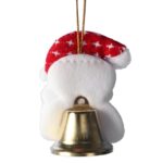 Ozdoba bożonarodzeniowa zawieszka MIKOŁAJ Z DZWONECZKIEM 9 cm BIAŁY - obrazek 3