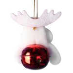 Ozdoba bożonarodzeniowa zawieszka RENIFER Z DZWONECZKIEM 9 cm BIAŁY - obrazek 3