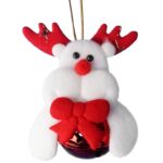 Ozdoba bożonarodzeniowa zawieszka RENIFER Z DZWONECZKIEM 9 cm BIAŁY