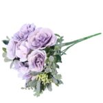 Sztuczny Bukiet Wiosenny w Kolorze Pudrowego Fioletu z Hortensją i Różami - obrazek 3