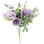 Sztuczny Bukiet Wiosenny w Kolorze Pudrowego Fioletu z Hortensją i Różami