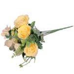 Żółty Bukiet Wiosenny z Sztucznych Kwiatów Hortensja i Różyczki - obrazek 3