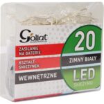 Lampki Choinkowe LED w Kształcie Śnieżynki na Druciku, Zasilane Bateriami, Kolor Zimny Biały - obrazek 2