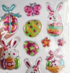 Żelowe Naklejki Wielkanocne na Okna, Zajączki i Jajka, Samoprzylepne, Kolorowe, Bezpieczne dla Dzieci, 20 cm x 14 cm. - obrazek 2