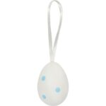 Zestaw 6 Dekoracyjnych Jajek Wielkanocnych Biało-Niebieskich 5cm - Zawieszki Ze Wzorem Kwiatków - obrazek 2