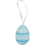 Zestaw 6 Dekoracyjnych Jajek Wielkanocnych Biało-Niebieskich 5cm - Zawieszki Ze Wzorem Kwiatków - obrazek 3