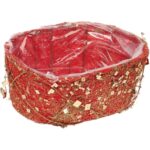 Czerwona Bazowa Osłonka Stroików Świątecznych z Sizalu i Cekinów 24cm