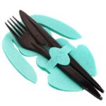 Etui na sztućce z filcu 2 szt- Zajączek Wielkanocny turkusowy - obrazek 2