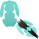 Etui na sztućce z filcu 2 szt- Zajączek Wielkanocny turkusowy