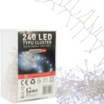 Lampki 240 LED 2,4 metra CLUSTER RYŻ ZIMNY BIAŁY NA BATERIE