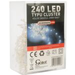 Lampki 240 LED 2,4 metra CLUSTER RYŻ ZIMNY BIAŁY NA BATERIE - obrazek 3