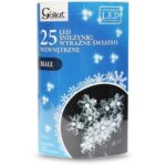 Białe Lampki Choinkowe LED w Kształcie Śnieżynki - 25szt, Zasilanie Bateryjne, Do Użytku Wewnętrznego