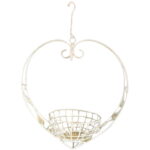 Wiszący metalowy kwietnik w kształcie serca - kolor kremowy