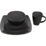 Komplet Ceramicznej Zastawy Stołowej 4-elementowy, Nadający Charakter Jadalni, Bezpieczny dla Zmywarki i Mikrofali