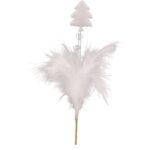 Biała Choinka Ozdobna z Piórek - Pik 15 cm