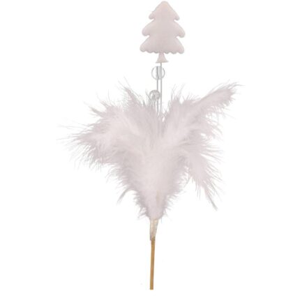Biała Choinka Ozdobna z Piórek - Pik 15 cm