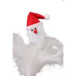 Figurka Głowa Mikołaja z piórkami w kolorze białym - obrazek 2