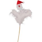 Figurka Głowa Mikołaja z piórkami w kolorze białym - obrazek 3