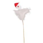 Figurka Głowa Mikołaja z piórkami w kolorze białym