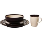 Zastawa stołowa ceramiczna z brązowymi talerzami - obrazek 2