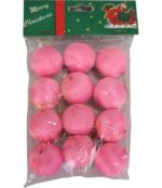 Komplet 12 Różowych Satynowych Bombek Jedwabnych o Średnicy 2 cm - obrazek 3