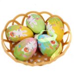 Kolorowe Jajka Wielkanocne ze Styropianu w Koszyczku - Zestaw 5 sztuk, 6 cm