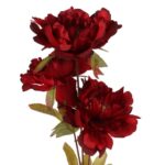 Sztuczna Gałązka z 3 Piwoniami Bordowymi - Dekoracja Wysokiej Jakości - obrazek 2