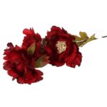 Sztuczna Gałązka z 3 Piwoniami Bordowymi - Dekoracja Wysokiej Jakości - obrazek 3