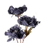 Sztuczna Gałązka z 3 Piwoniami w Kolorze Ciemnoniebieskim - Dekoracja o Wysokości 63 cm - obrazek 2