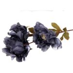 Sztuczna Gałązka z 3 Piwoniami w Kolorze Ciemnoniebieskim - Dekoracja o Wysokości 63 cm - obrazek 3