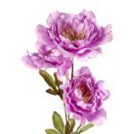 Sztuczna Gałązka z Trzema Piwoniami w Kolorze Jasnego Fioletu o Wysokości 63 cm - obrazek 2