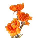 Sztuczna Gałązka z Trzema Piwoniami w Kolorze Pomarańczowym - Dekoracja Wysokości 63 cm - obrazek 2