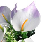 Bukiet 7 CALLI z bukszpanem 37 cm BIAŁO FIOLETOWY - obrazek 2