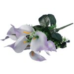 Bukiet 7 CALLI z bukszpanem 37 cm BIAŁO FIOLETOWY - obrazek 3