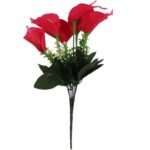 Bukiet 7 CALLI z bukszpanem 37 cm  CZERWONY