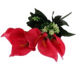 Bukiet 7 CALLI z bukszpanem 37 cm  CZERWONY - obrazek 3