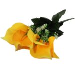 Bukiet 7 CALLI z bukszpanem 37 cm ŻÓŁTY - obrazek 3