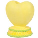 Świecznik Ceramiczny Świąteczne Serce z Zającami w Kolorze Żółtym - obrazek 2