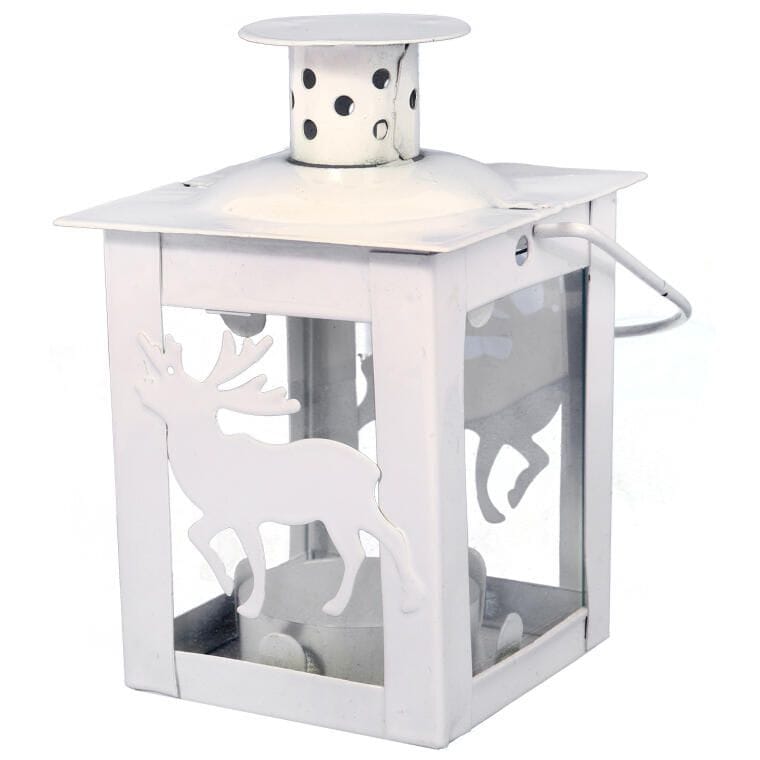 321065 Latarenka Tealight z Metalowym Reniferem w Kolorze Białym - obrazek 1