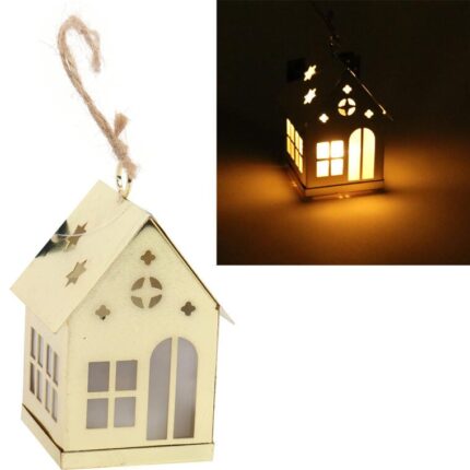 Złoty Domek LED na Baterie jako Dekoracja Wisząca