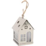 Srebrna Latarenka LED w Kształcie Domku na Baterie - obrazek 2