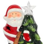 Ozdoba świąteczna ceramiczny Mikołaj z choinką led - obrazek 3