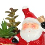 Ceramiczna ozdoba świąteczna Mikołaj z sukulentem III - obrazek 2