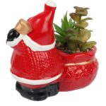 Ceramiczna ozdoba świąteczna Mikołaj z sukulentem III - obrazek 3