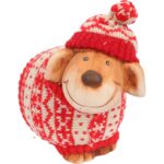 Figurka Ceramiczna Owieczka w Skandynawskim Sweterku 15 cm - Dekoracja Bożonarodzeniowa - obrazek 2