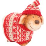 Figurka Ceramiczna Owieczka w Skandynawskim Sweterku 15 cm - Dekoracja Bożonarodzeniowa