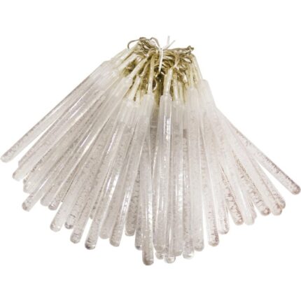 Komplet 40 białych lampek choinkowych LED w kształcie sopli z pęcherzykami powietrza, zasilanych sieciowo