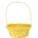 Koszyczek do święconki wykończony tiulową falbanką z kwiatkami 29x24x40 cm