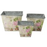 Osłonka Dekoracyjna Metalowa Hiacynt w Stylu Prowansalskim, Różowo-Beżowa, Owalna, Ocynkowana - obrazek 3